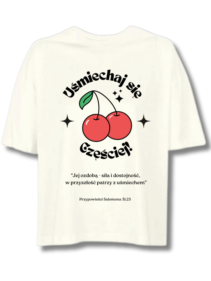 T-Shirt chrześcijański Damski Boxy | Uśmiechaj się częściej
