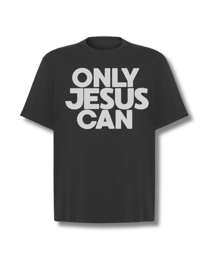 ONLY JESUS CAN | T-Shirt chrześcijański Unisex Oversize - Czarny