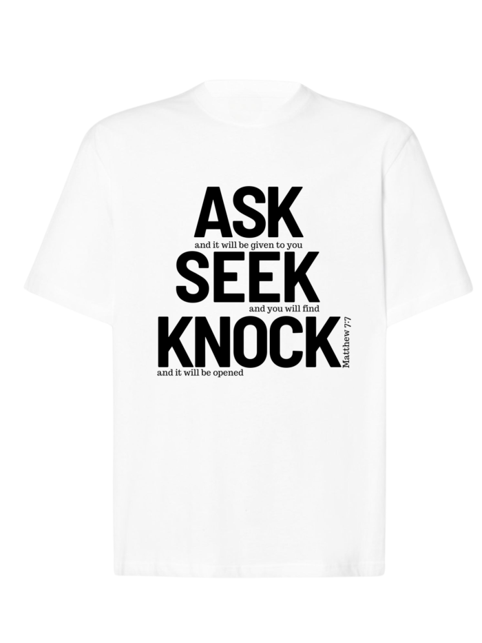 T-Shirt chrześcijański Oversize | Ask Seek Knock