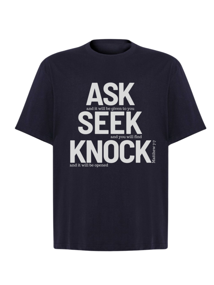 T-Shirt chrześcijański Oversize | Ask Seek Knock