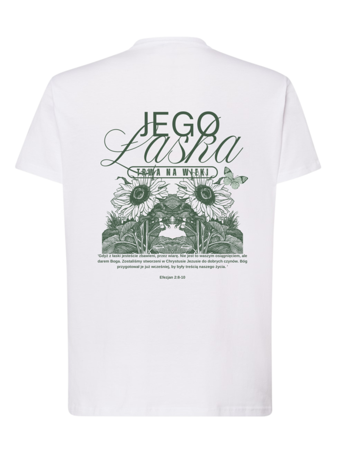 T-Shirt chrześcijański Regular unisex | Jego Łaska trwa na wieki