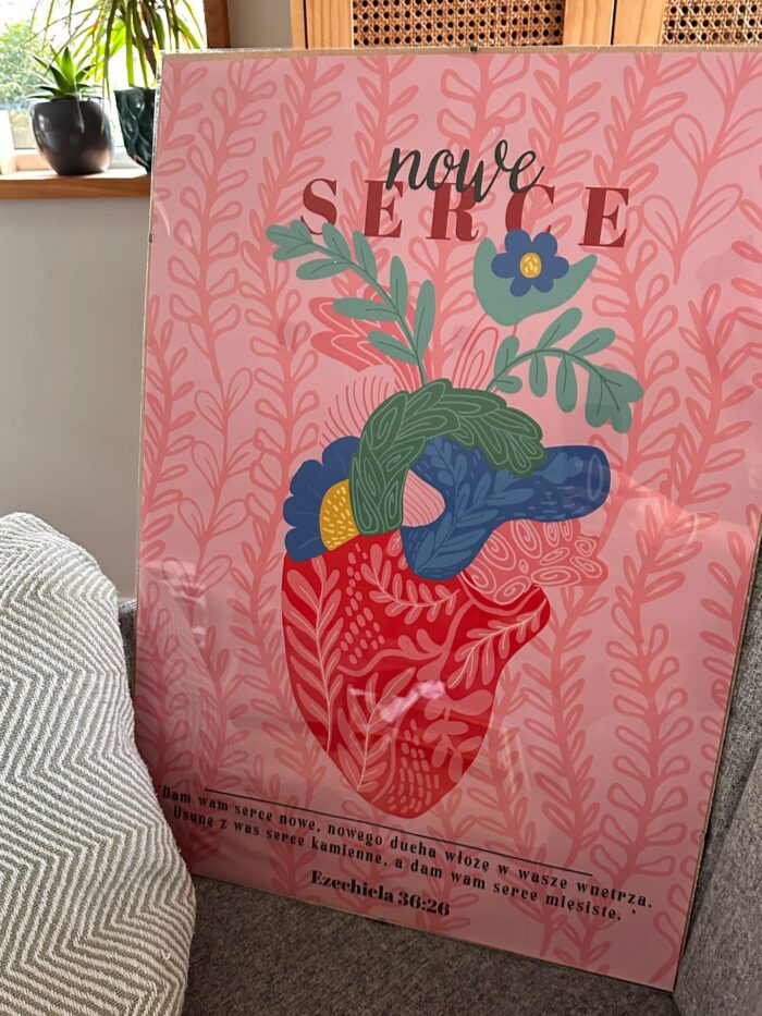 Plakat chrześcijański "Nowe Serce"