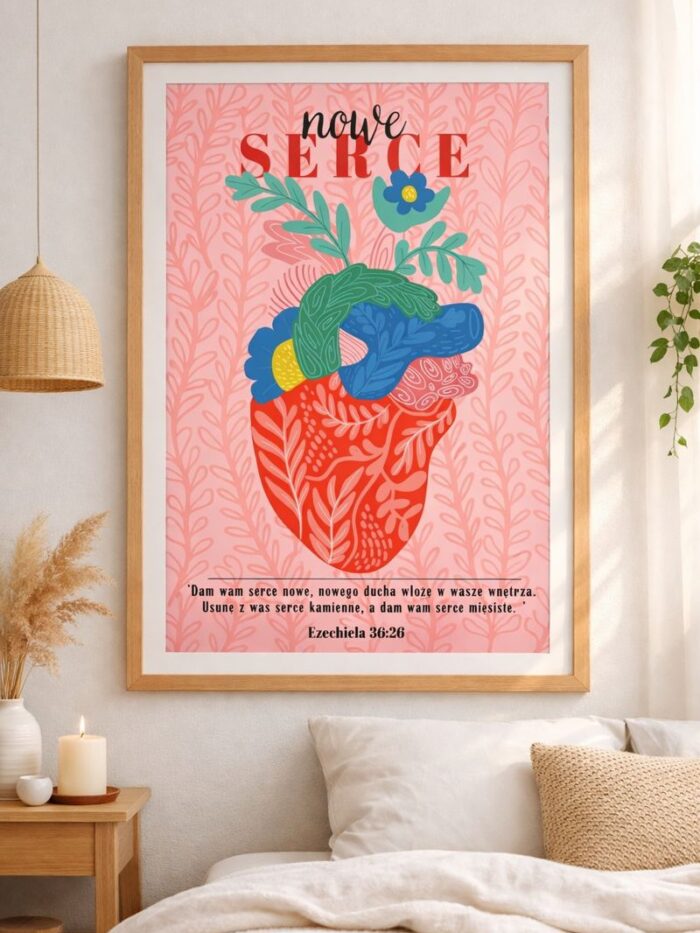 Plakat chrześcijański "Nowe Serce"