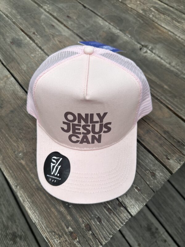 Czapeczka trucker | ONLY JESUS CAN | Pudrowy róż