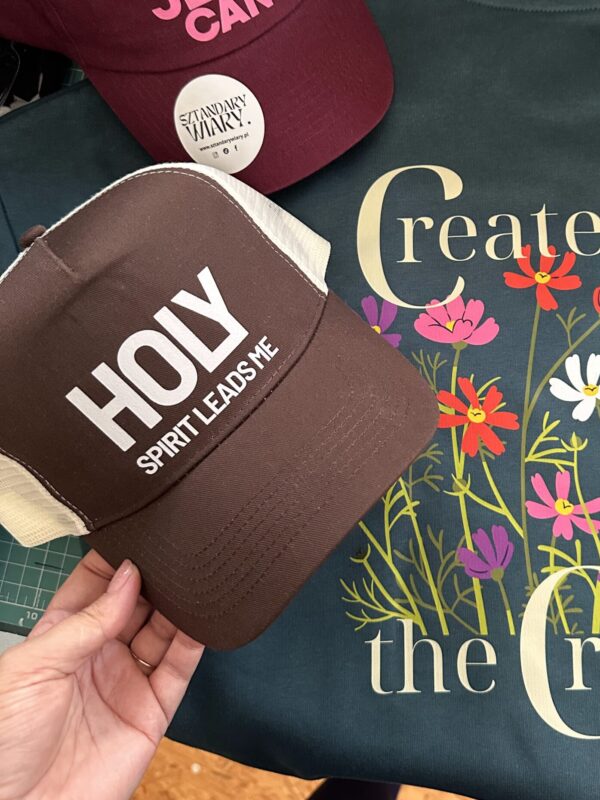 Czapeczka trucker | HOLY SPIRIT LEADS ME | Brązowo-kremowa