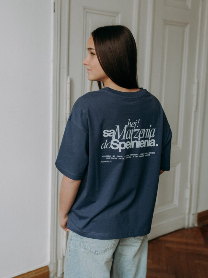 Hej! są marzenia do spełnienia | T-Shirt chrześcijański boxy damski
