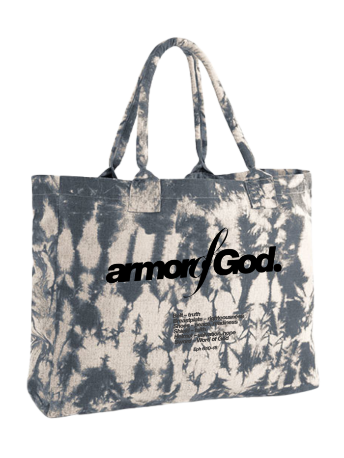 Duża torba chrześcijańska Tie Dye | Armor of God | kremowo-szara