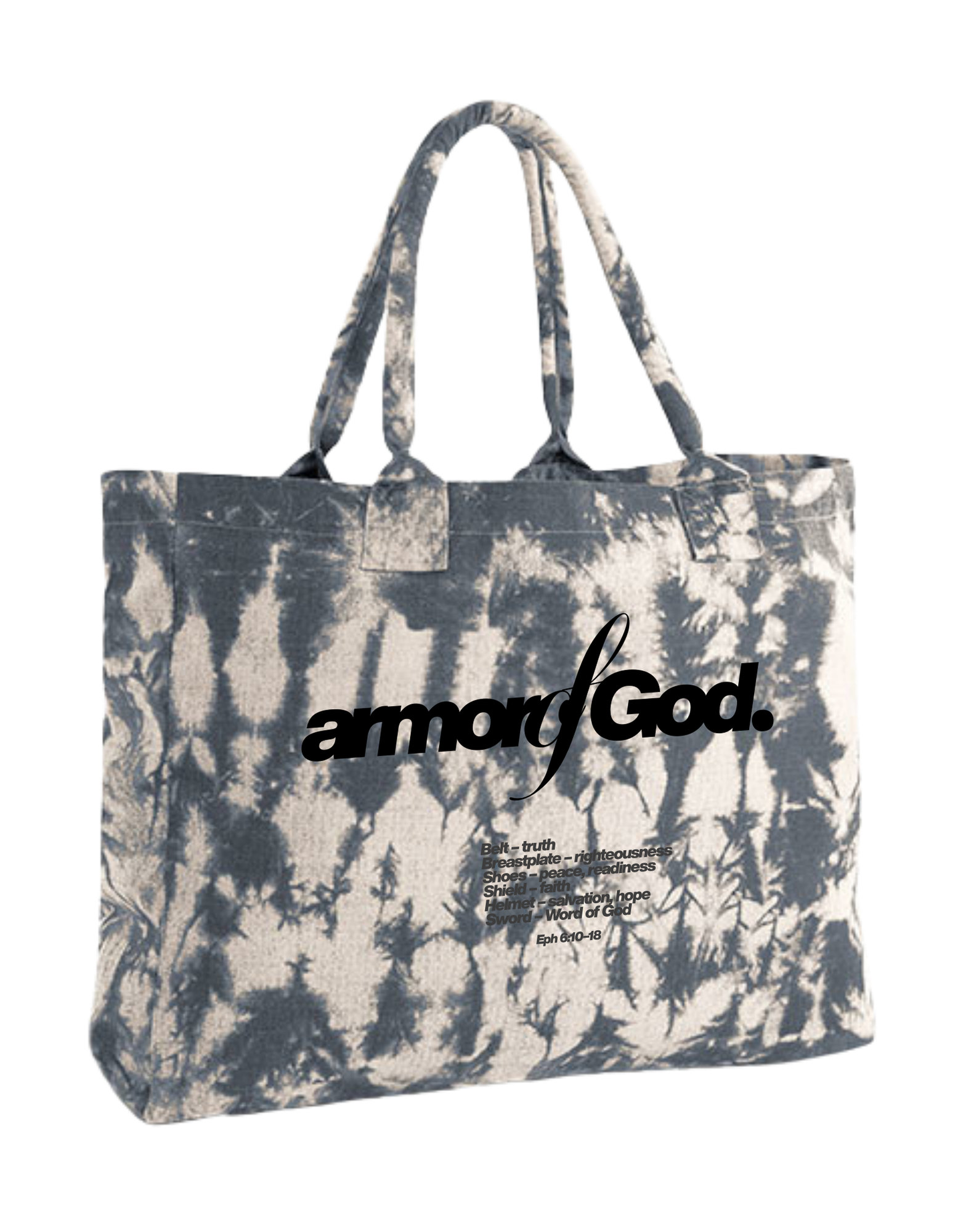 Duża torba chrześcijańska Tie Dye | Armor of God | kremowo-szara