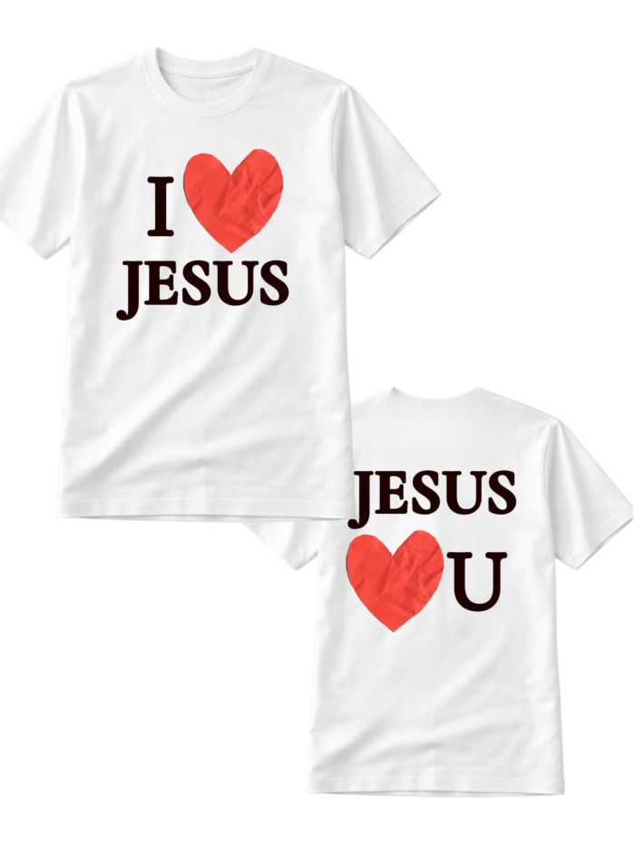 T-Shirt chrześcijański Regular | I Love Jesus- Jesus loves U