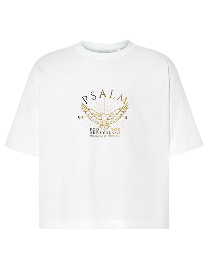 T-Shirt chrześcijański Boxy unisex biały | Psalm 19