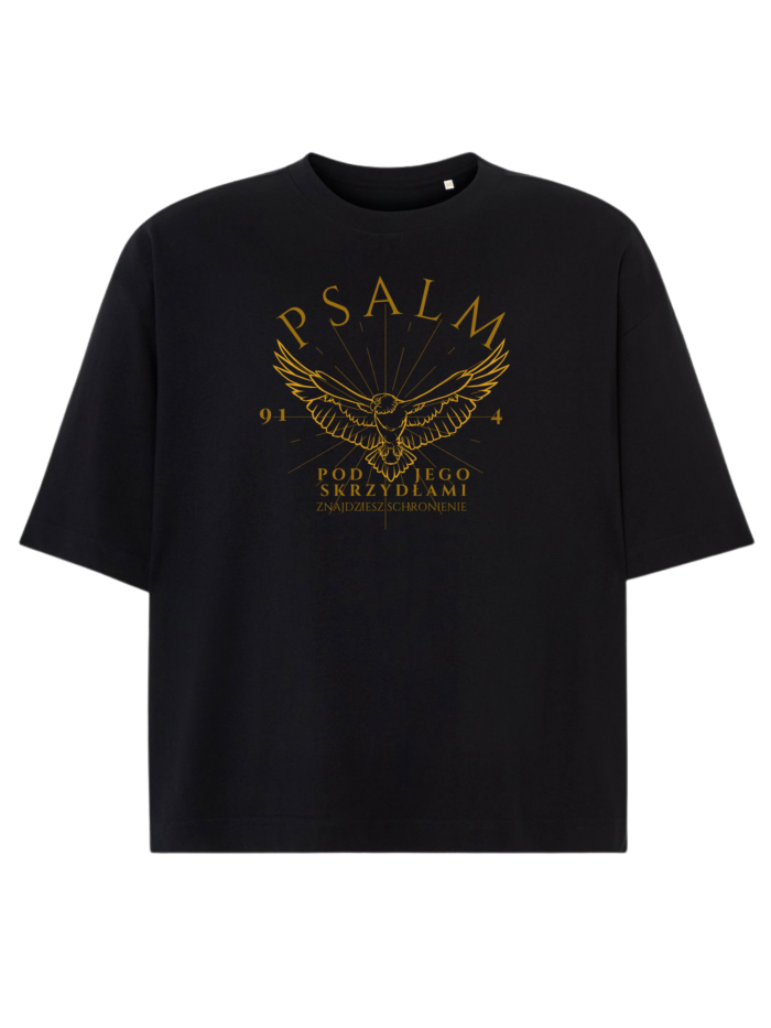 T-Shirt chrześcijański Boxy unisex czarny | Psalm 19