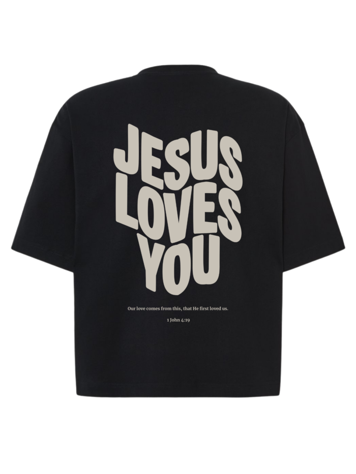 T-Shirt chrześcijański Boxy unisex | Jesus loves You