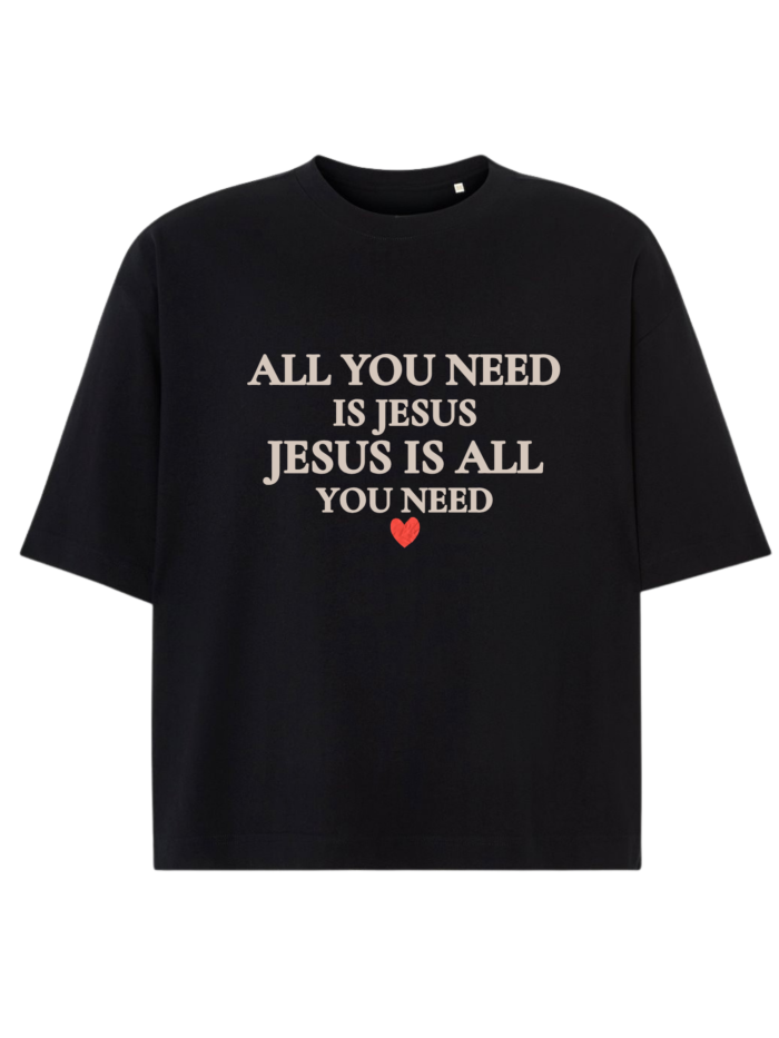 T-Shirt chrześcijański Boxy unisex | All You need is Jesus