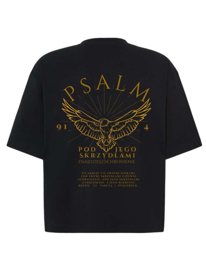 T-Shirt chrześcijański Boxy unisex czarny | Psalm 19