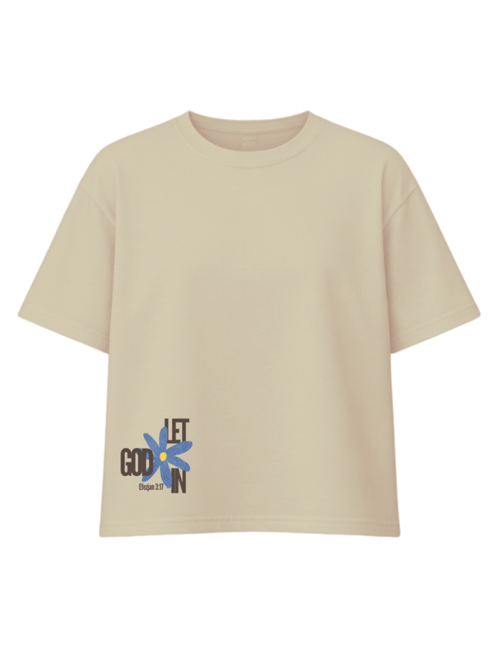 Let God in | T-Shirt chrześcijański boxy damski