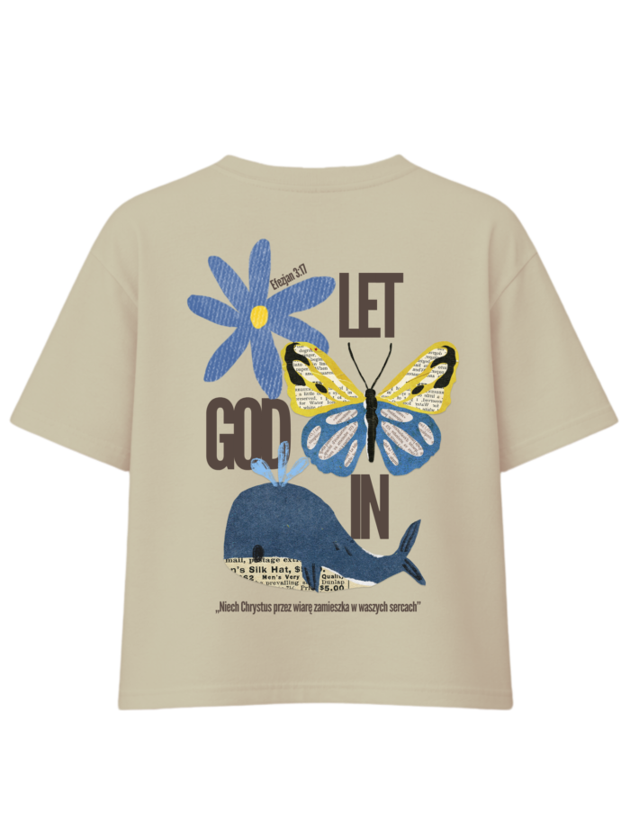 Let God in | T-Shirt chrześcijański boxy damski