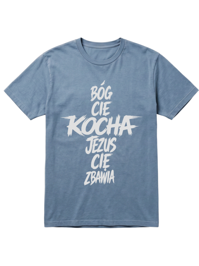 T-Shirt chrześcijański Regular | Bóg Cię kocha, Jezus Cię zbawia!