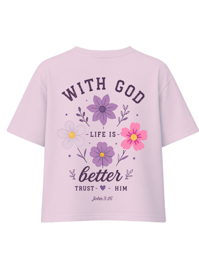 With God life is better | T-Shirt chrześcijański boxy