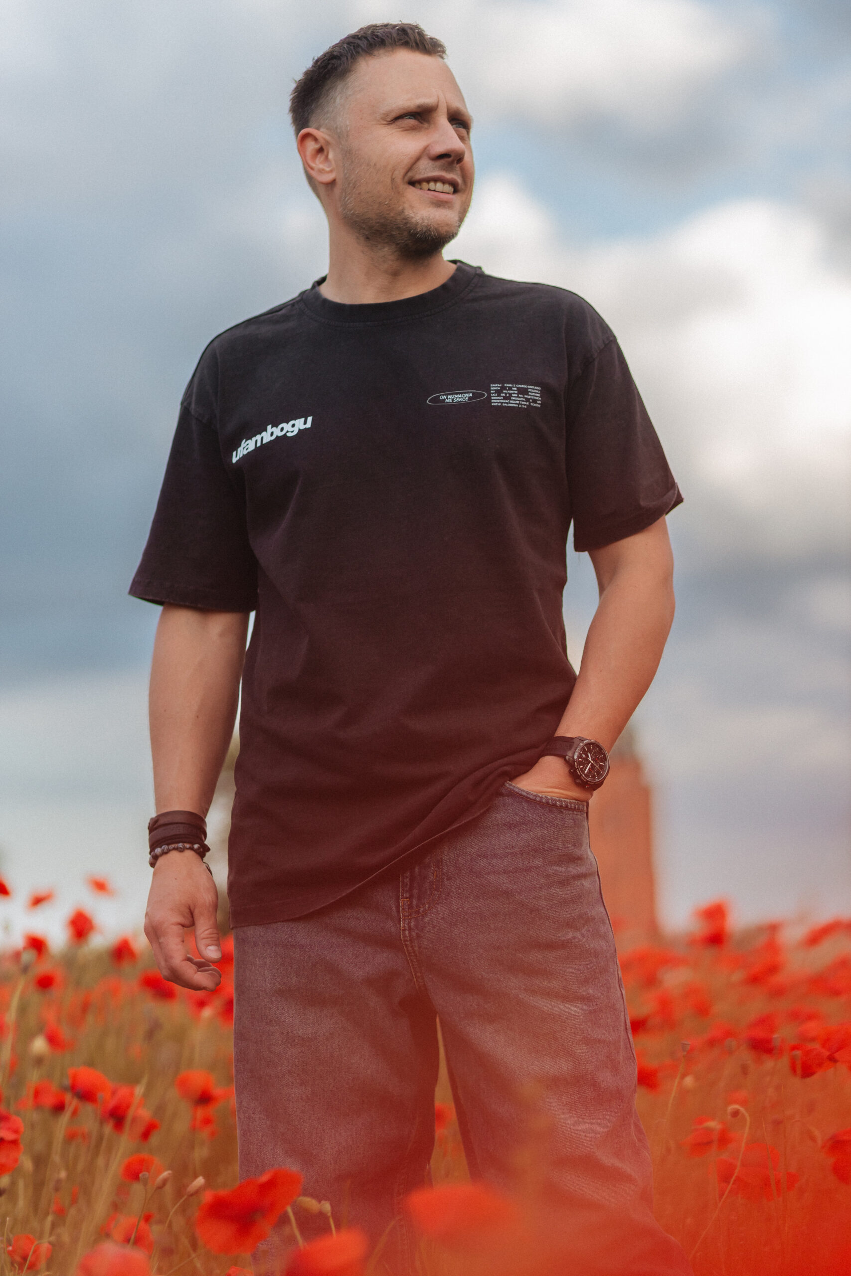 Koszulka chrześcijańska oversize WASHED | Ufam Bogu - obrazek 2