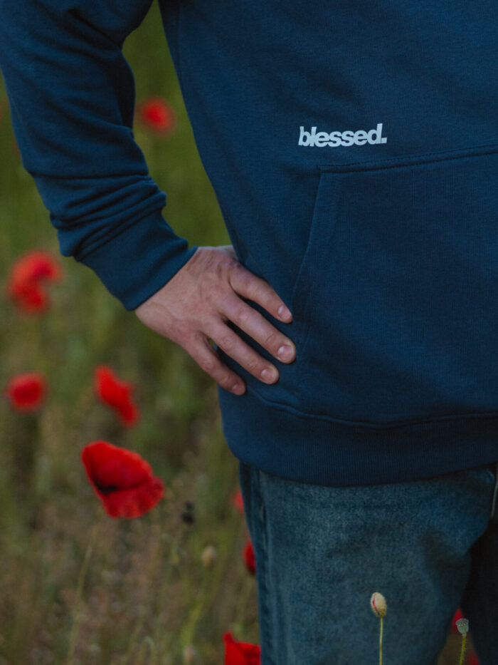 Bluza chrześcijańska z kapturem - Blessed | Granat