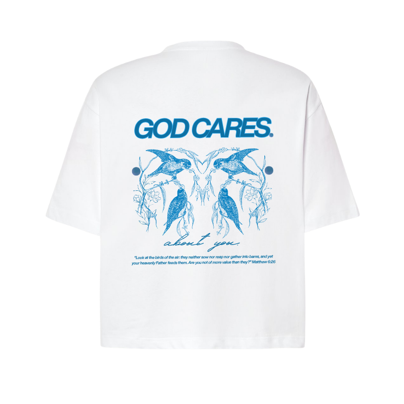Koszulka chrześcijańska boxy | God cares about You - obrazek 2