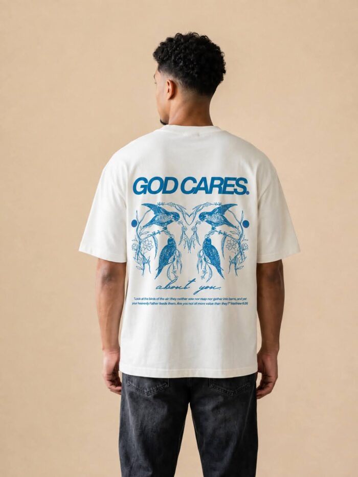 Koszulka chrześcijańska oversize | God cares about You