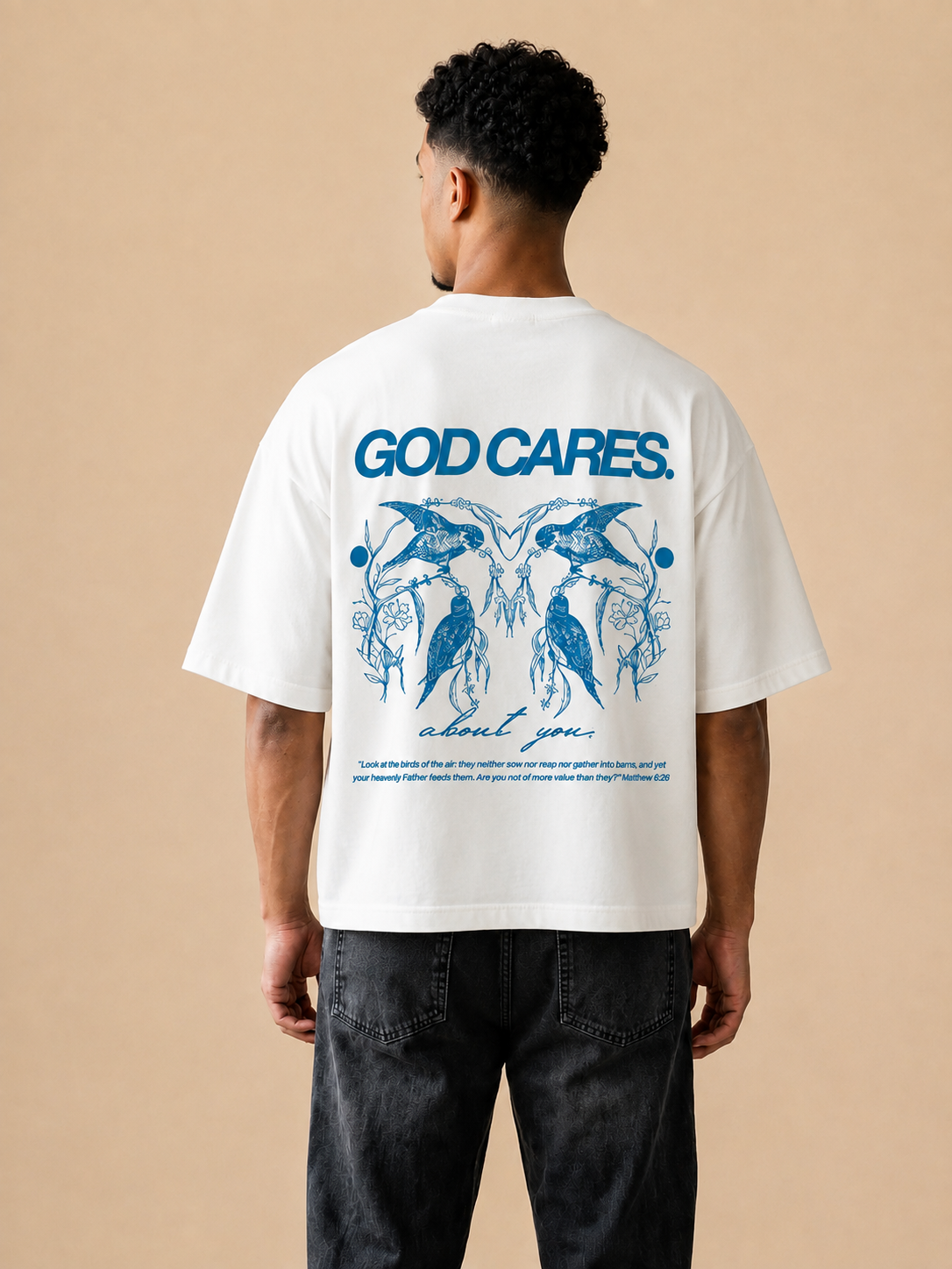 Koszulka chrześcijańska boxy | God cares about You