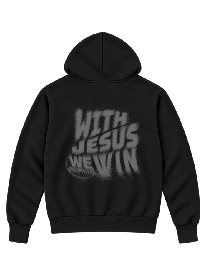 Bluza chrześcijańska With Jesus we always win | oversize czarna