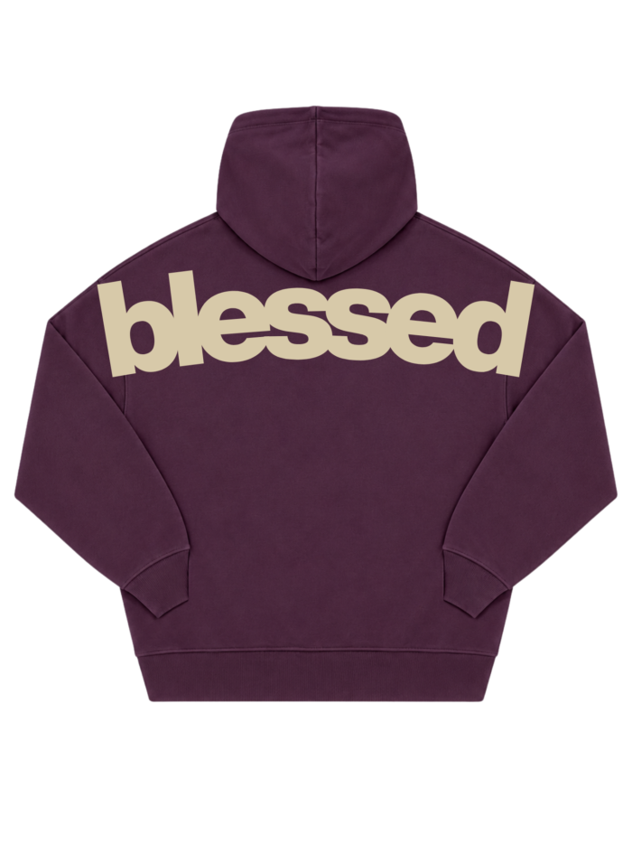 Bluza chrześcijańska Blessed | oversize śliwkowo-beżowa
