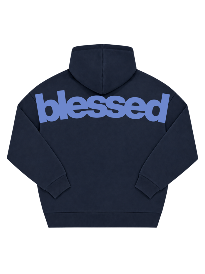 Bluza chrześcijańska Blessed | oversize granatowo-niebieska