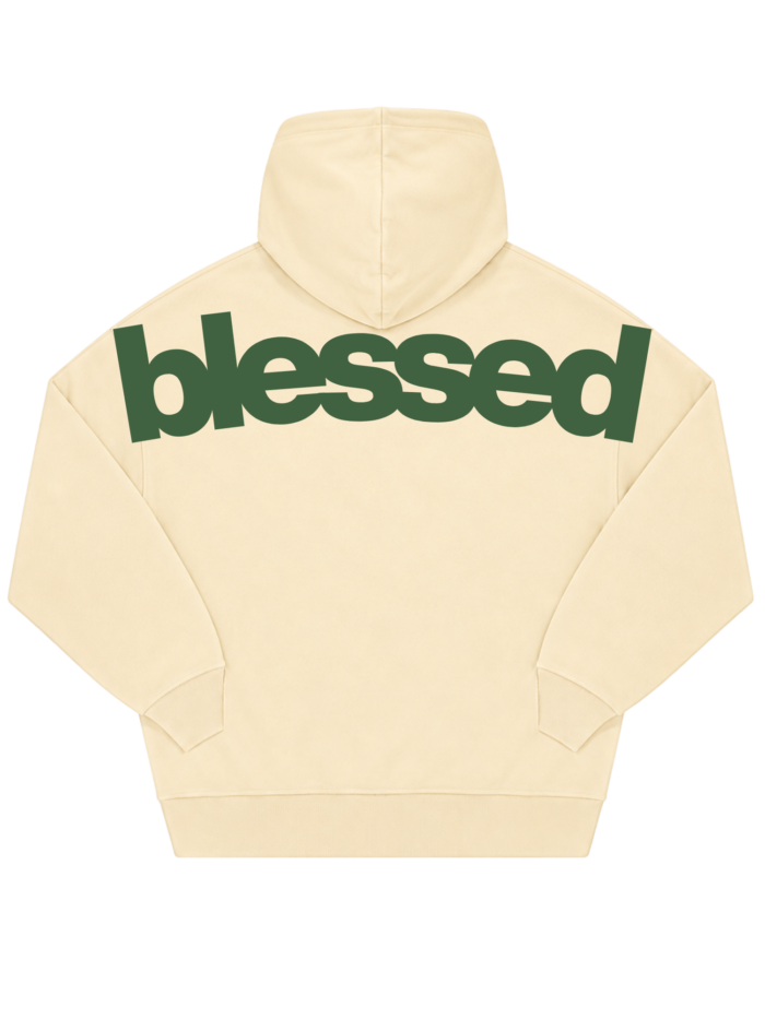 Bluza chrześcijańska Blessed | oversize beżowo-zielona