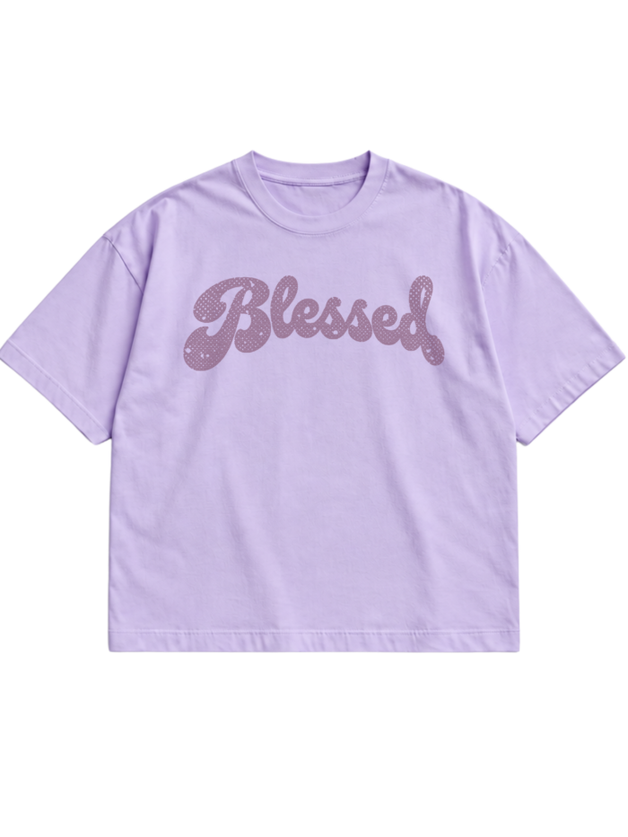 Blessed | T-Shirt chrześcijański boxy damski | Lila